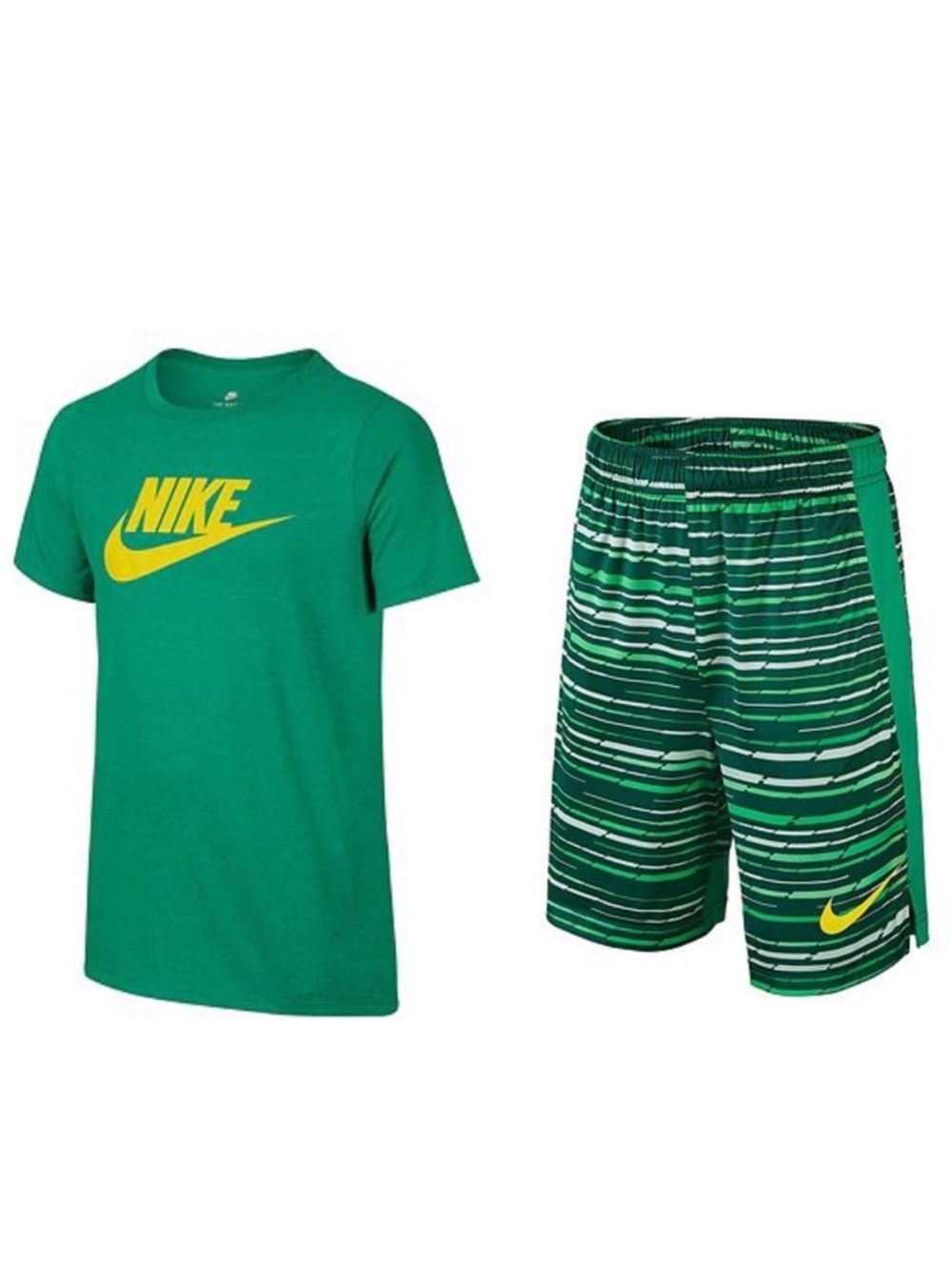 Nike Boys Futura Logo Tee Shirt and Striped Dri-Fit Legacy Basketball Shorts